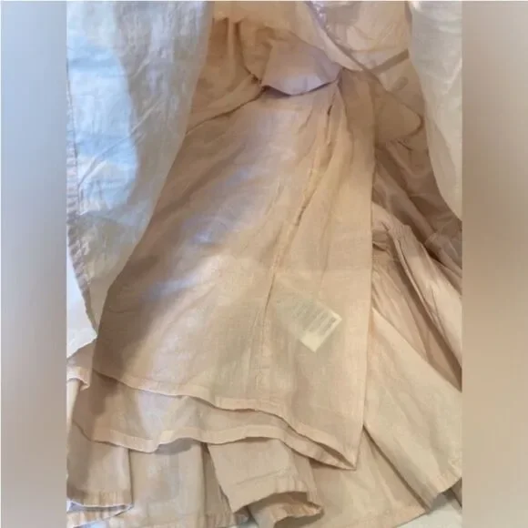 By Anthropologie Midi Apron Dress Ivory Cream with Pockets Small - Picture 12 of 12
